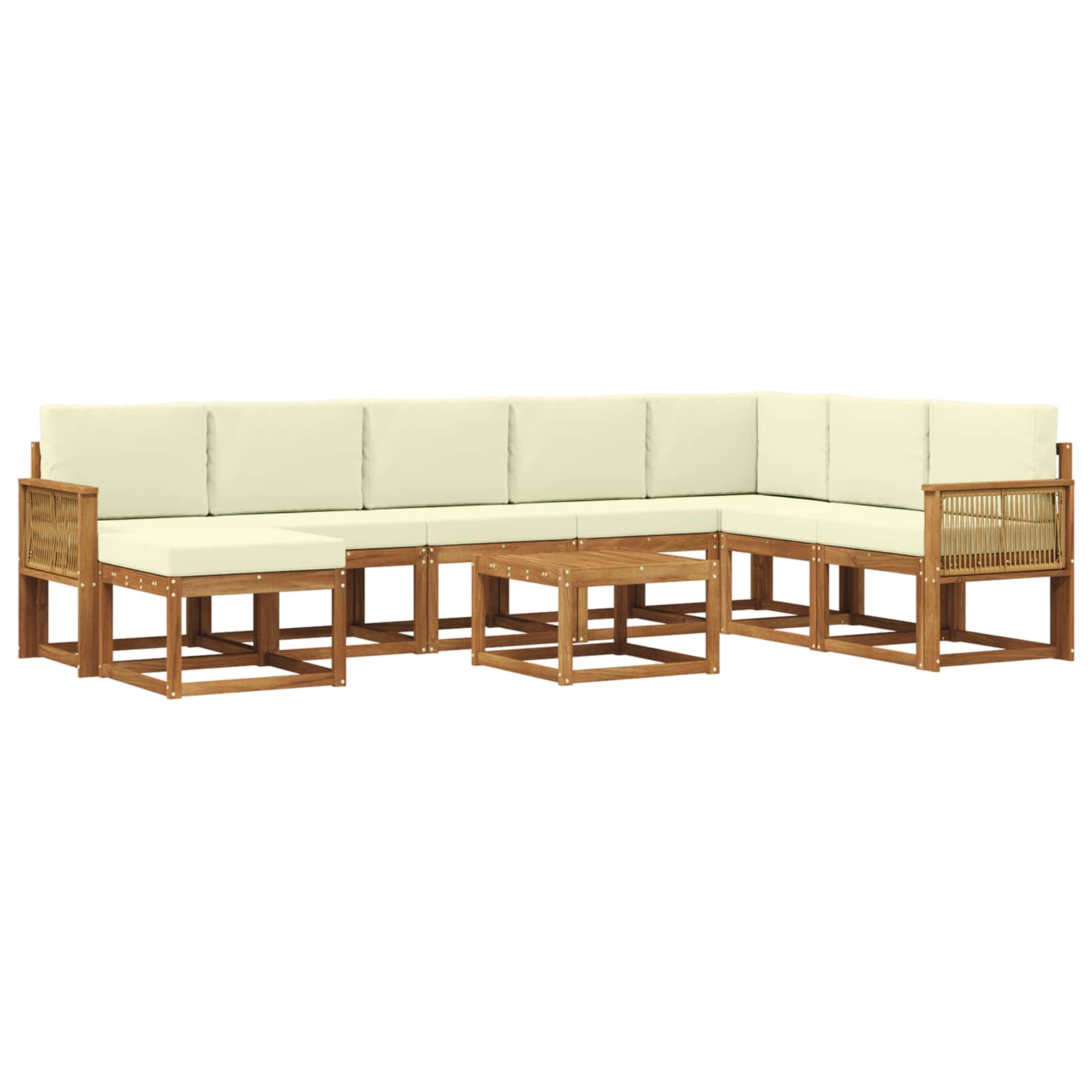 Outdoor-Sofagarnitur 9 pcs Natur und Creme Massivholz Akazie