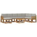 Outdoor-Sofagarnitur mit Kissen 9 pcs Natürlich und Hellgrau