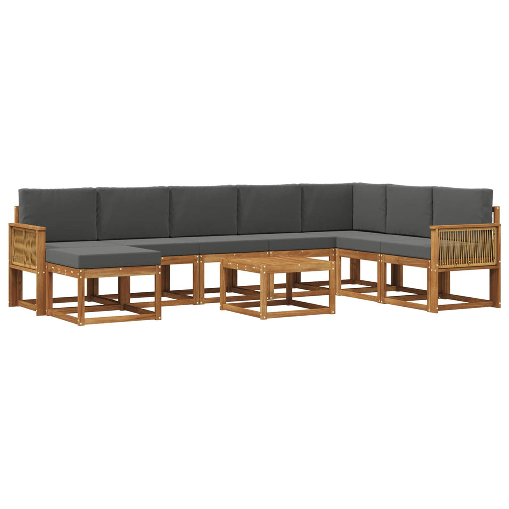 Outdoor-Sofagarnitur mit Kissen 9 pcs Natur und Anthrazit