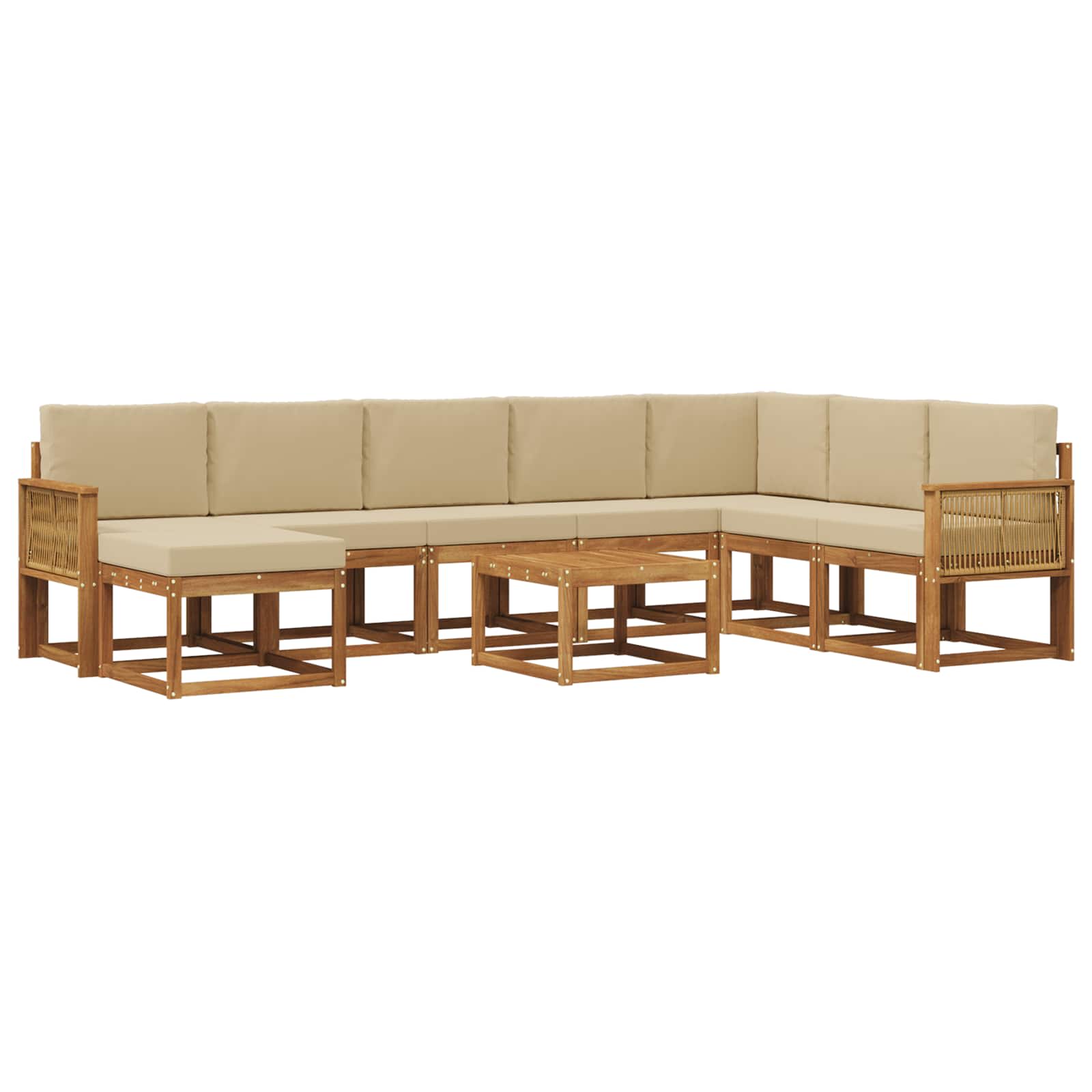 Outdoor-Sofagarnitur 9 pcs Natur und Beige Massivholz Akazie