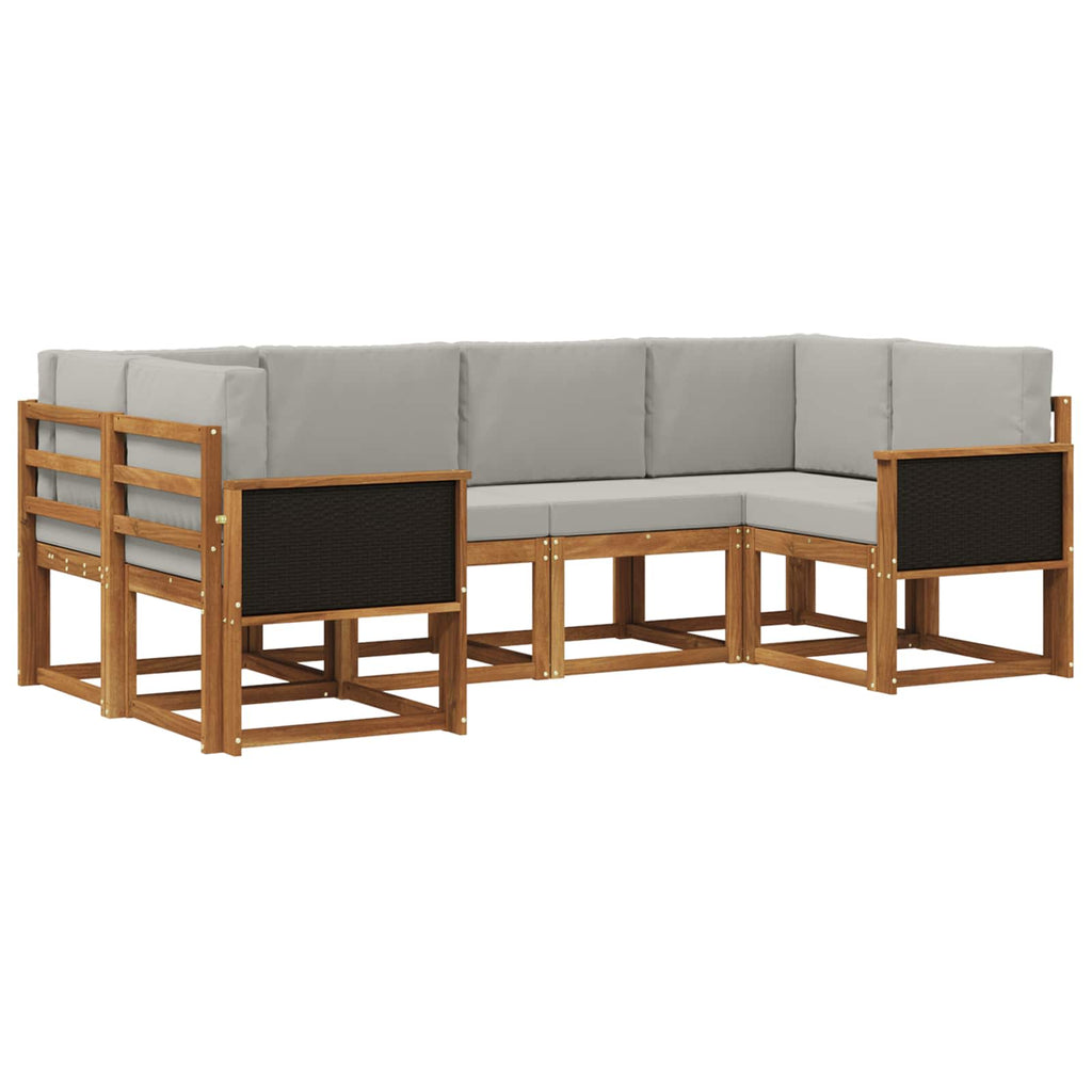 Outdoor-Sofagarnitur mit Kissen 6 pcs Natürlich und Hellgrau