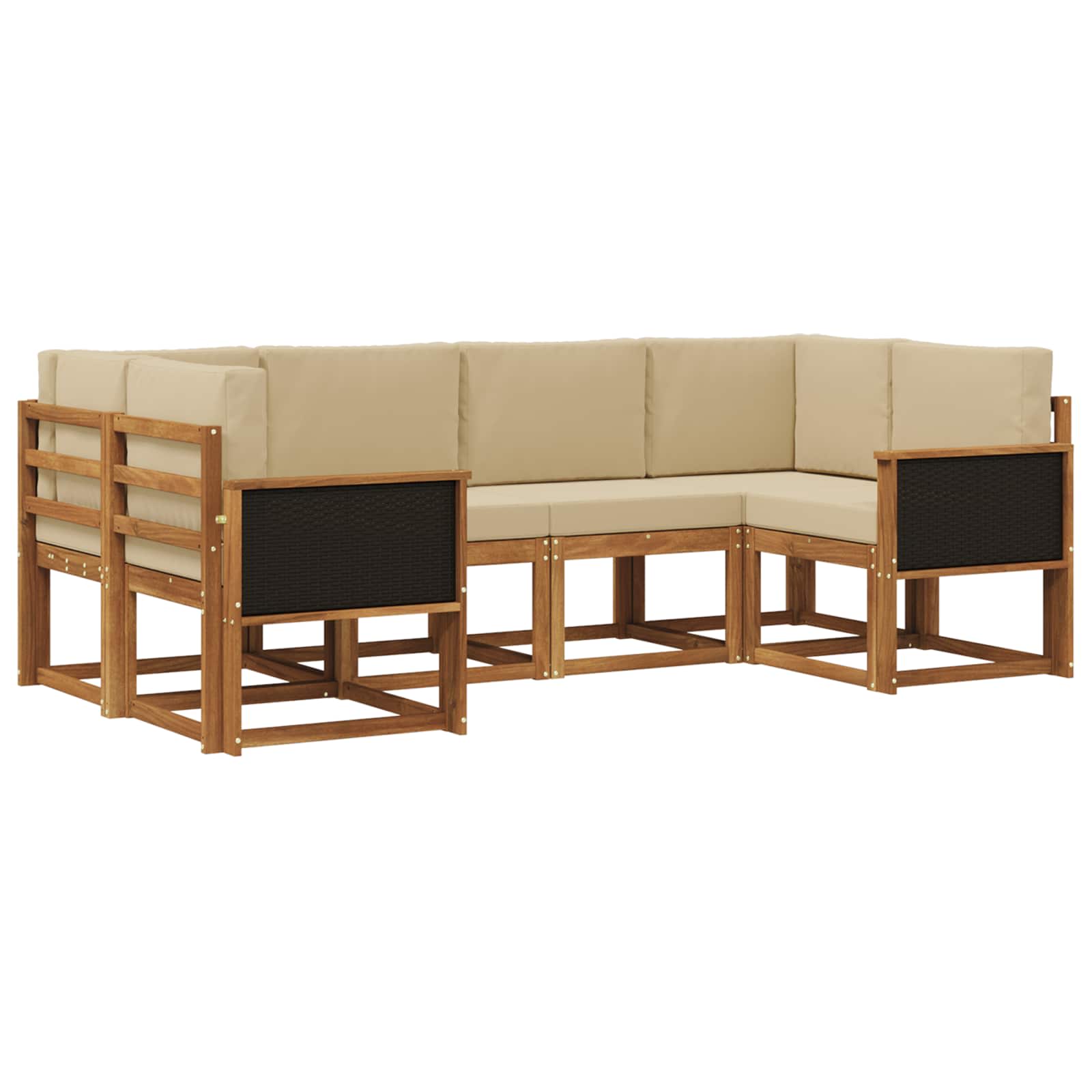 Outdoor-Sofagarnitur 6 pcs Natur und Beige Massivholz Akazie