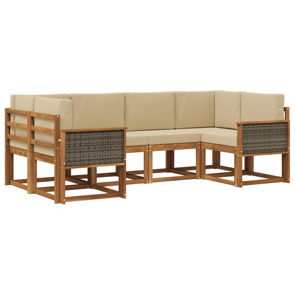 Outdoor-Sofagarnitur 6 pcs Natur und Beige Massivholz Akazie