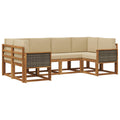 Outdoor-Sofagarnitur 6 pcs Natur und Beige Massivholz Akazie