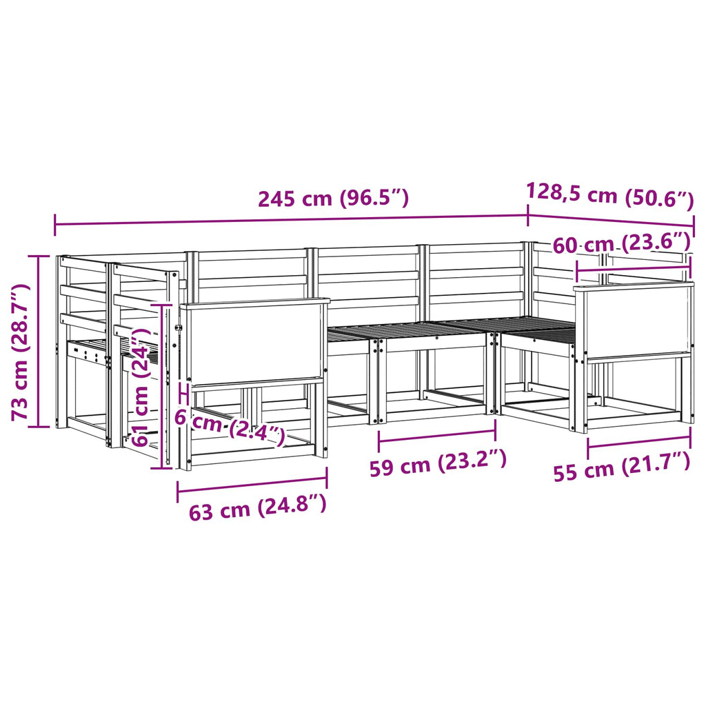 Outdoor-Sofagarnitur 6 pcs Natur Massivholz Akazie