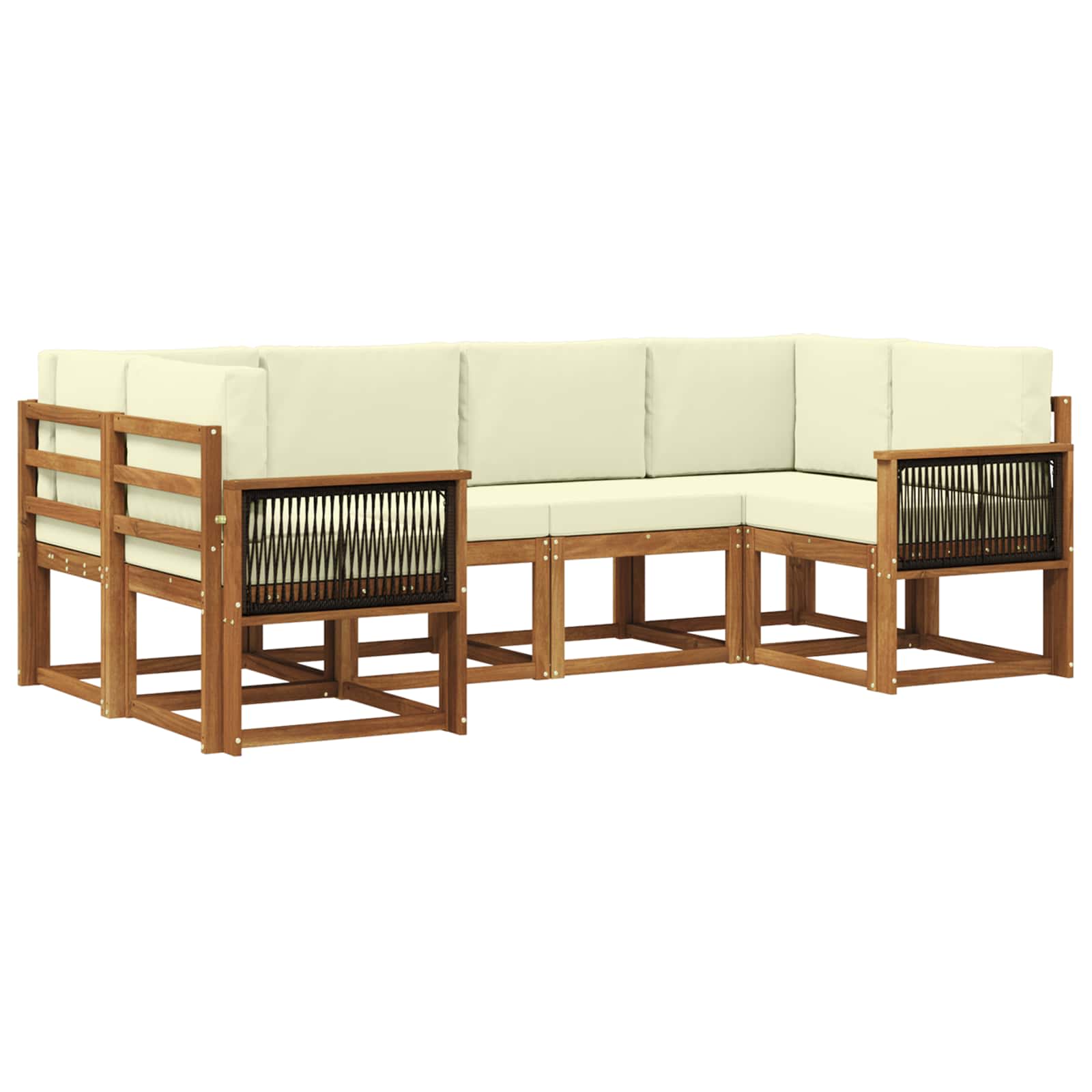 Outdoor-Sofagarnitur 6 pcs Natur und Creme Massivholz Akazie
