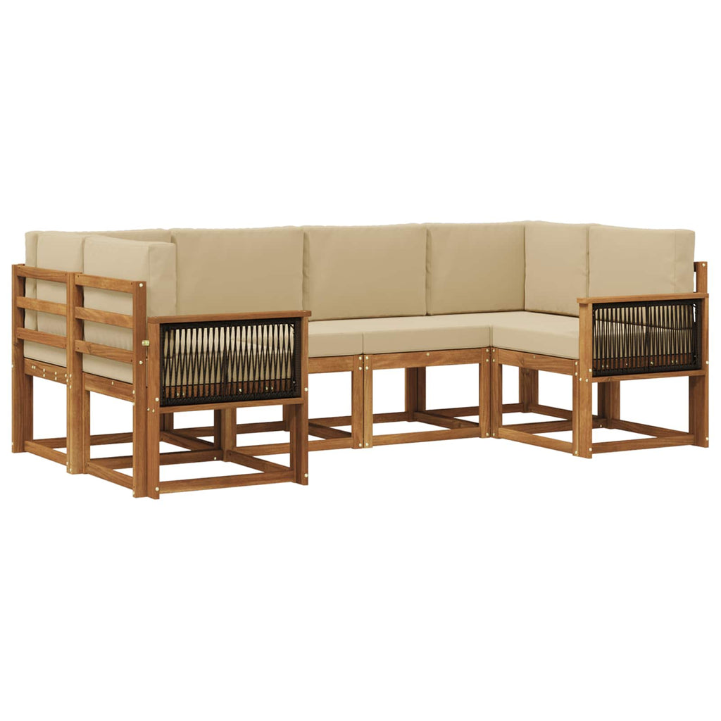 Outdoor-Sofagarnitur 6 pcs Natur und Beige Massivholz Akazie