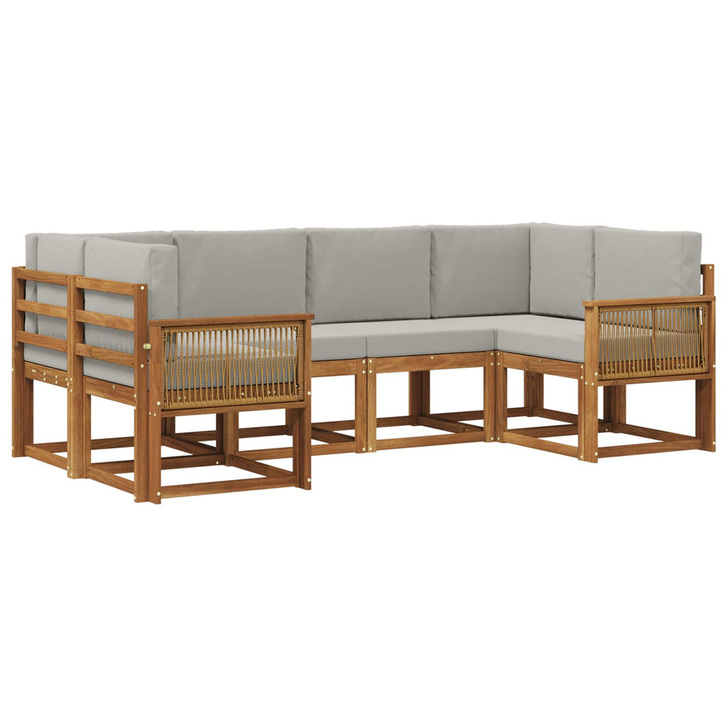 Outdoor-Sofagarnitur mit Kissen 6 pcs Natürlich und Hellgrau