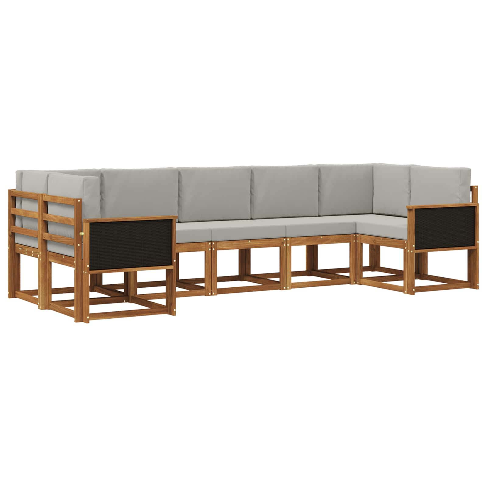Outdoor-Sofagarnitur mit Kissen 7 pcs Natürlich und Hellgrau