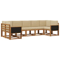 Outdoor-Sofagarnitur 7 pcs Natur und Beige Massivholz Akazie