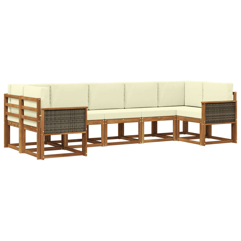 Outdoor-Sofagarnitur 7 pcs Natur und Creme Massivholz Akazie