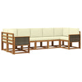Outdoor-Sofagarnitur 7 pcs Natur und Creme Massivholz Akazie