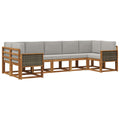 Outdoor-Sofagarnitur mit Kissen 7 pcs Natürlich und Hellgrau