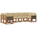 Outdoor-Sofagarnitur 7 pcs Natur und Beige Massivholz Akazie