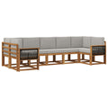 Outdoor-Sofagarnitur mit Kissen 7 pcs Natürlich und Hellgrau