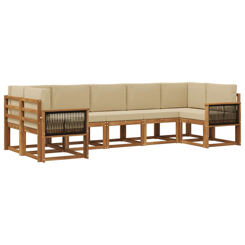 Outdoor-Sofagarnitur 7 pcs Natur und Beige Massivholz Akazie