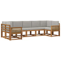 Outdoor-Sofagarnitur mit Kissen 7 pcs Natürlich und Hellgrau