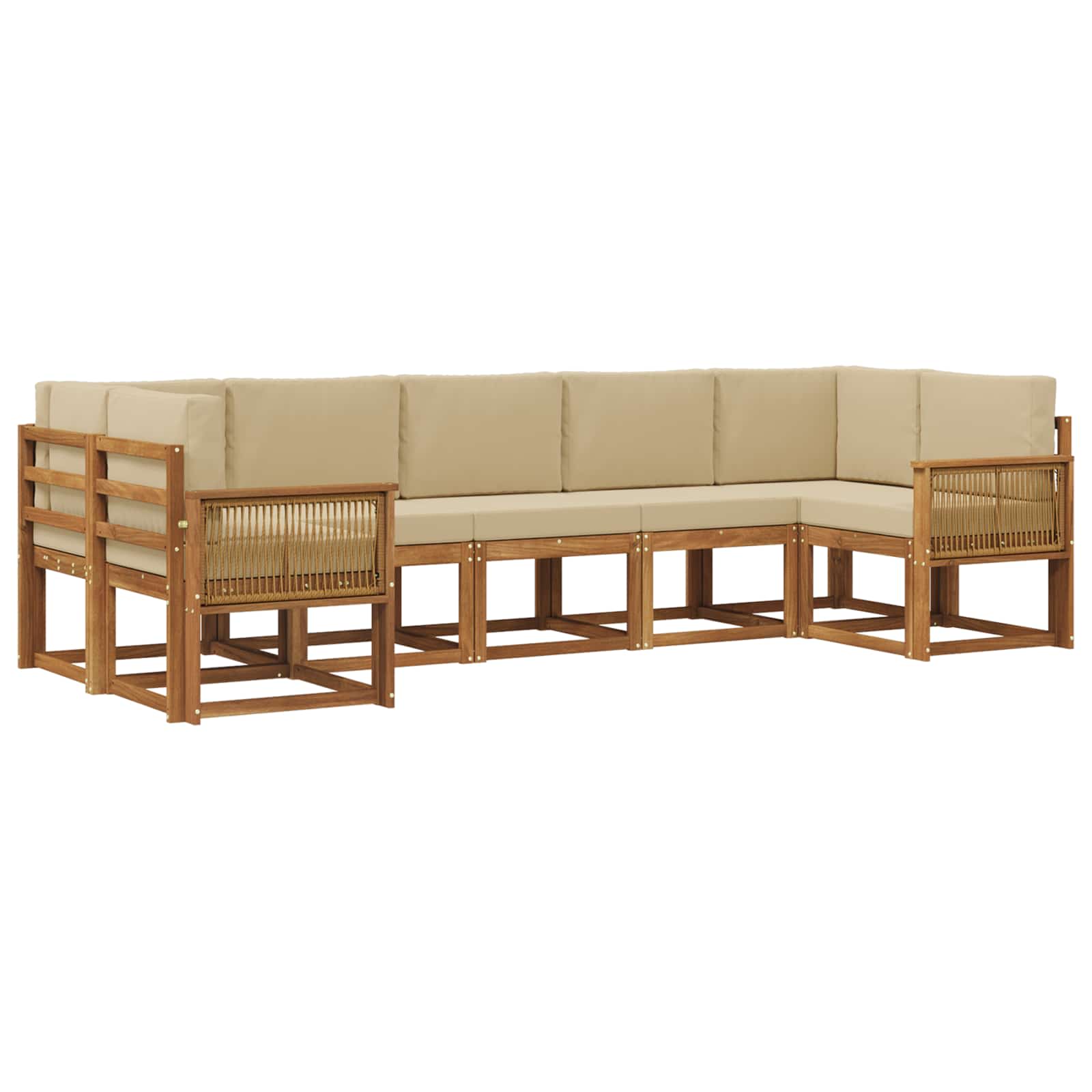 Outdoor-Sofagarnitur 7 pcs Natur und Beige Massivholz Akazie