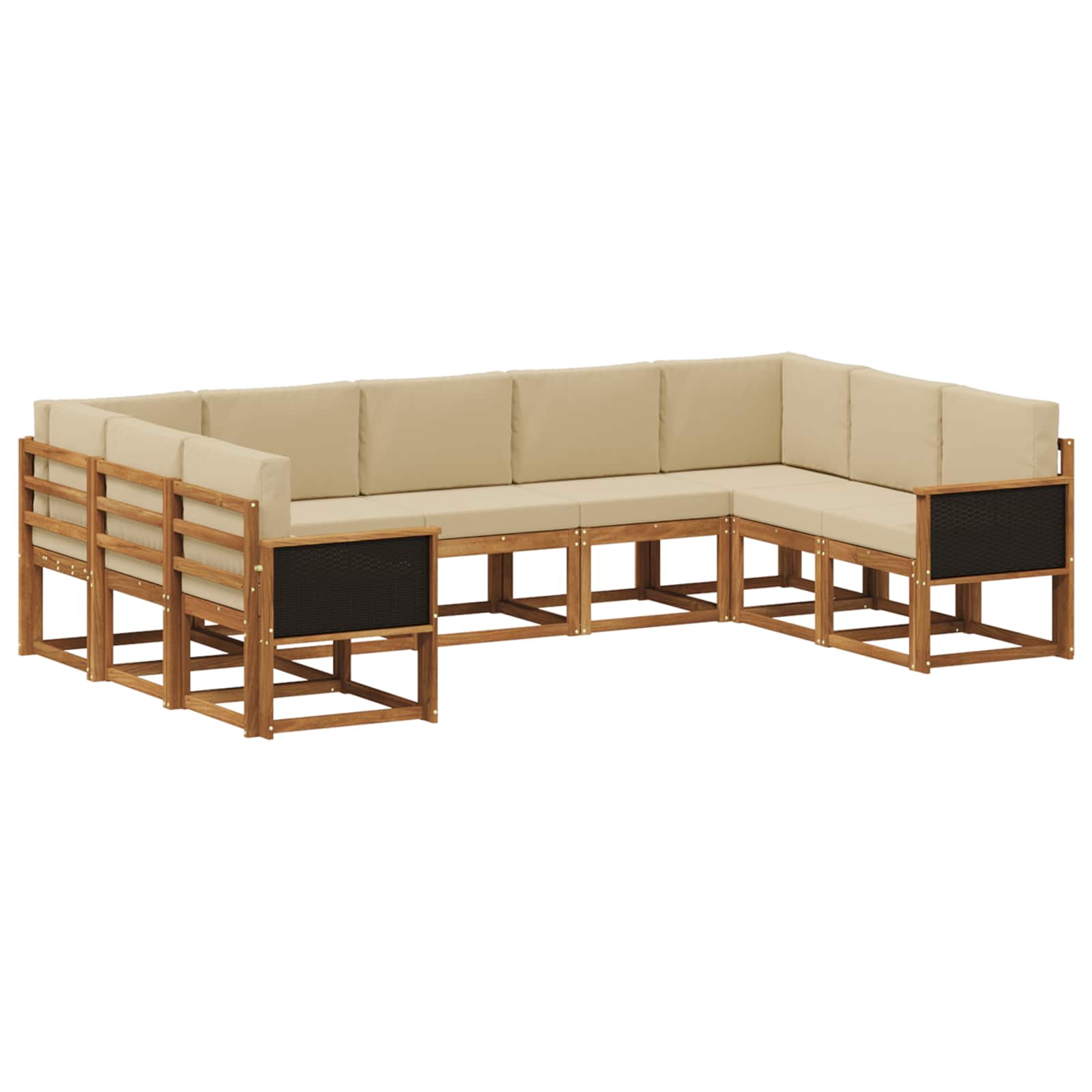 Outdoor-Sofagarnitur 9 pcs Natur und Beige Massivholz Akazie