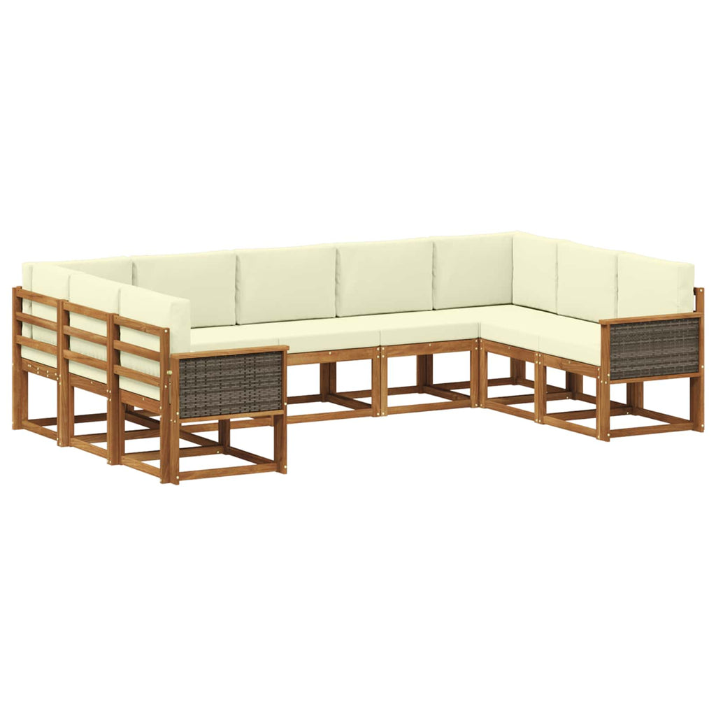 Outdoor-Sofagarnitur 9 pcs Natur und Creme Massivholz Akazie