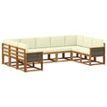 Outdoor-Sofagarnitur 9 pcs Natur und Creme Massivholz Akazie