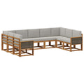 Outdoor-Sofagarnitur mit Kissen 9 pcs Natürlich und Hellgrau