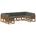 Outdoor-Sofagarnitur mit Kissen 9 pcs Natur und Anthrazit