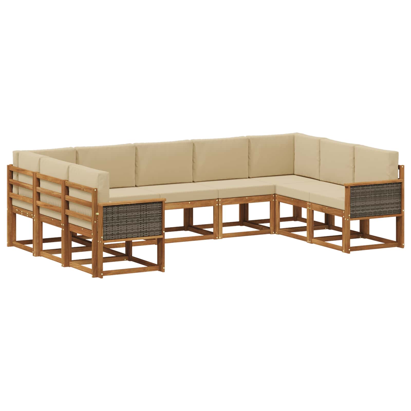 Outdoor-Sofagarnitur 9 pcs Natur und Beige Massivholz Akazie