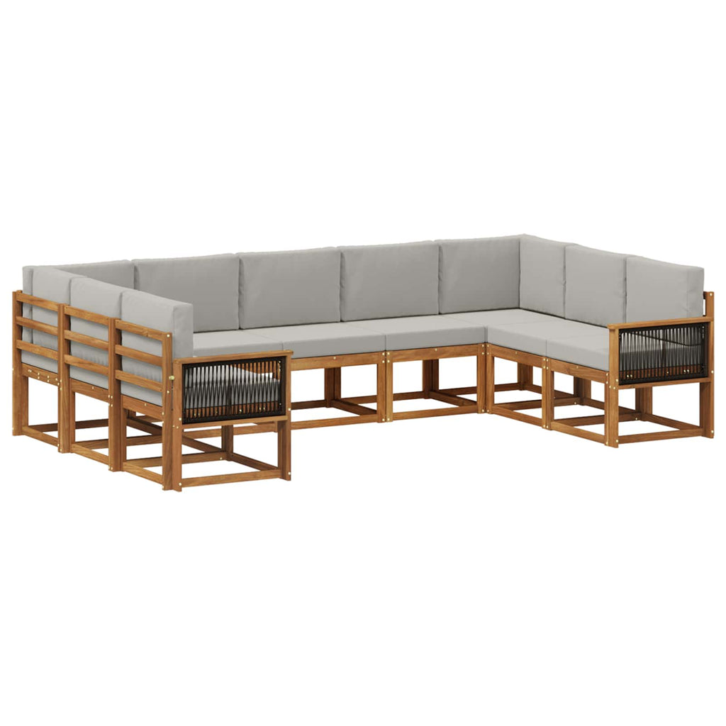 Outdoor-Sofagarnitur mit Kissen 9 pcs Natürlich und Hellgrau