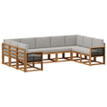 Outdoor-Sofagarnitur mit Kissen 9 pcs Natürlich und Hellgrau