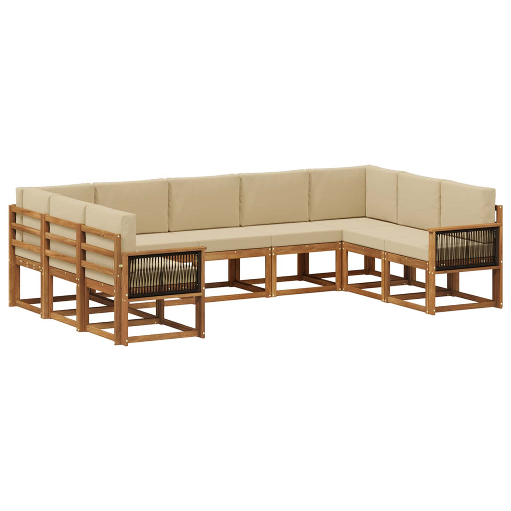 Outdoor-Sofagarnitur 9 pcs Natur und Beige Massivholz Akazie