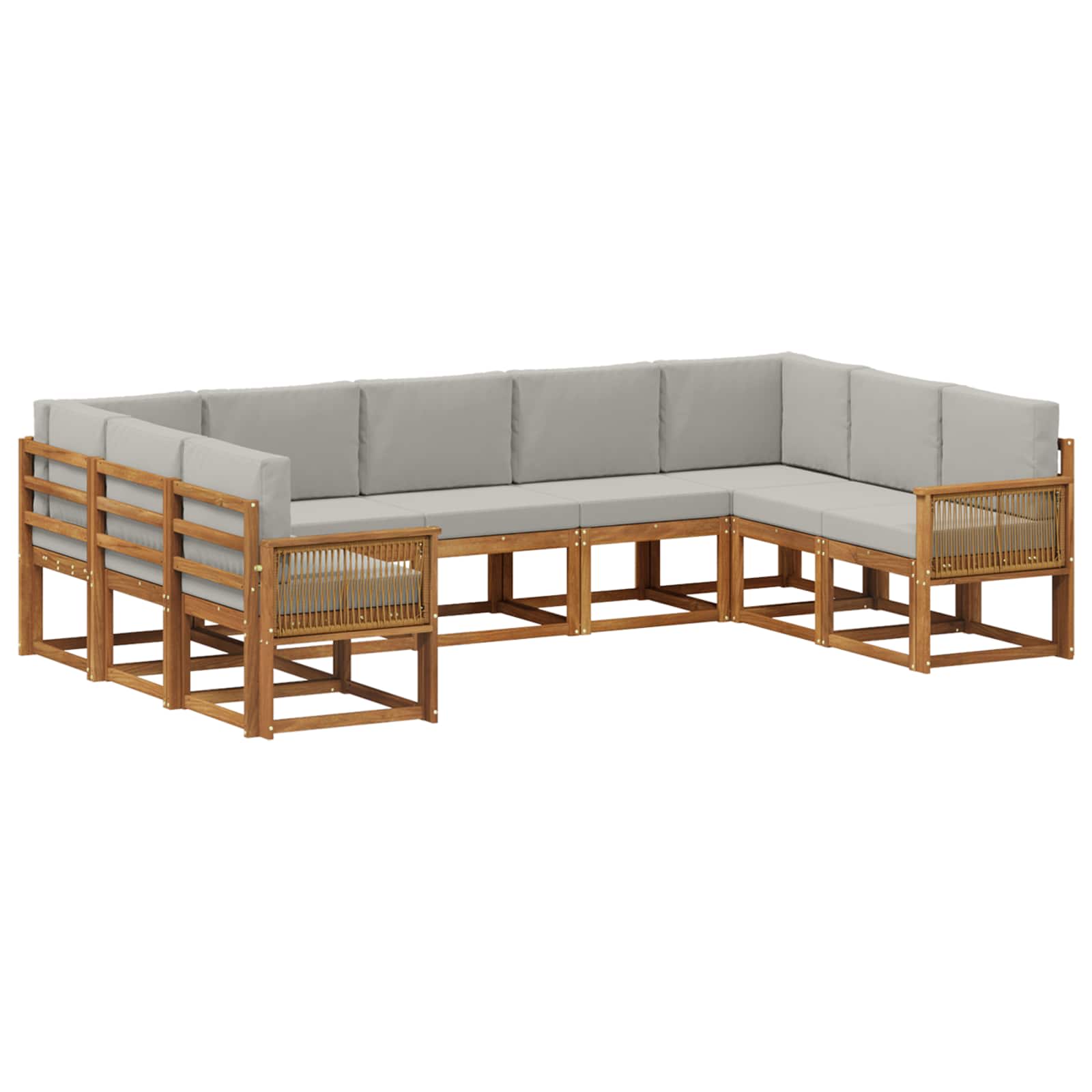Outdoor-Sofagarnitur mit Kissen 9 pcs Natürlich und Hellgrau