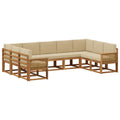 Outdoor-Sofagarnitur 9 pcs Natur und Beige Massivholz Akazie