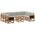 Outdoor-Sofagarnitur mit Kissen 10 pcs Natürlich und Hellgrau