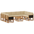 Outdoor-Sofagarnitur 10 pcs Natur und Beige Massivholz Akazie