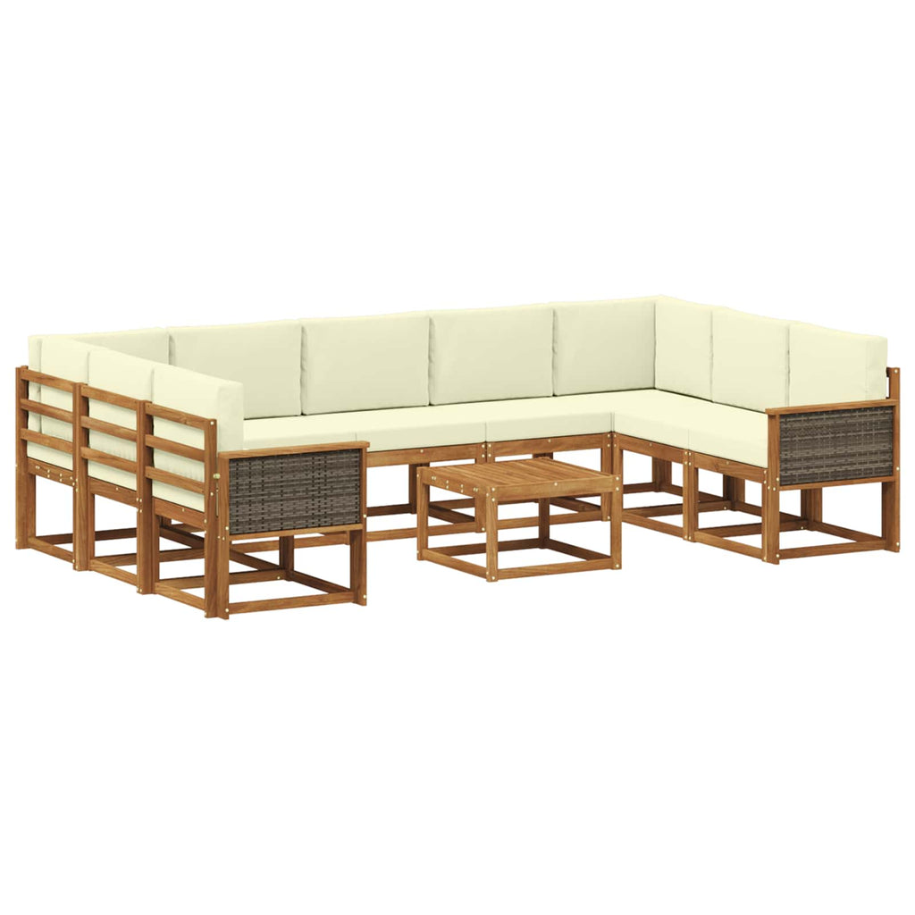 Outdoor-Sofagarnitur 10 pcs Natur und Creme Massivholz Akazie