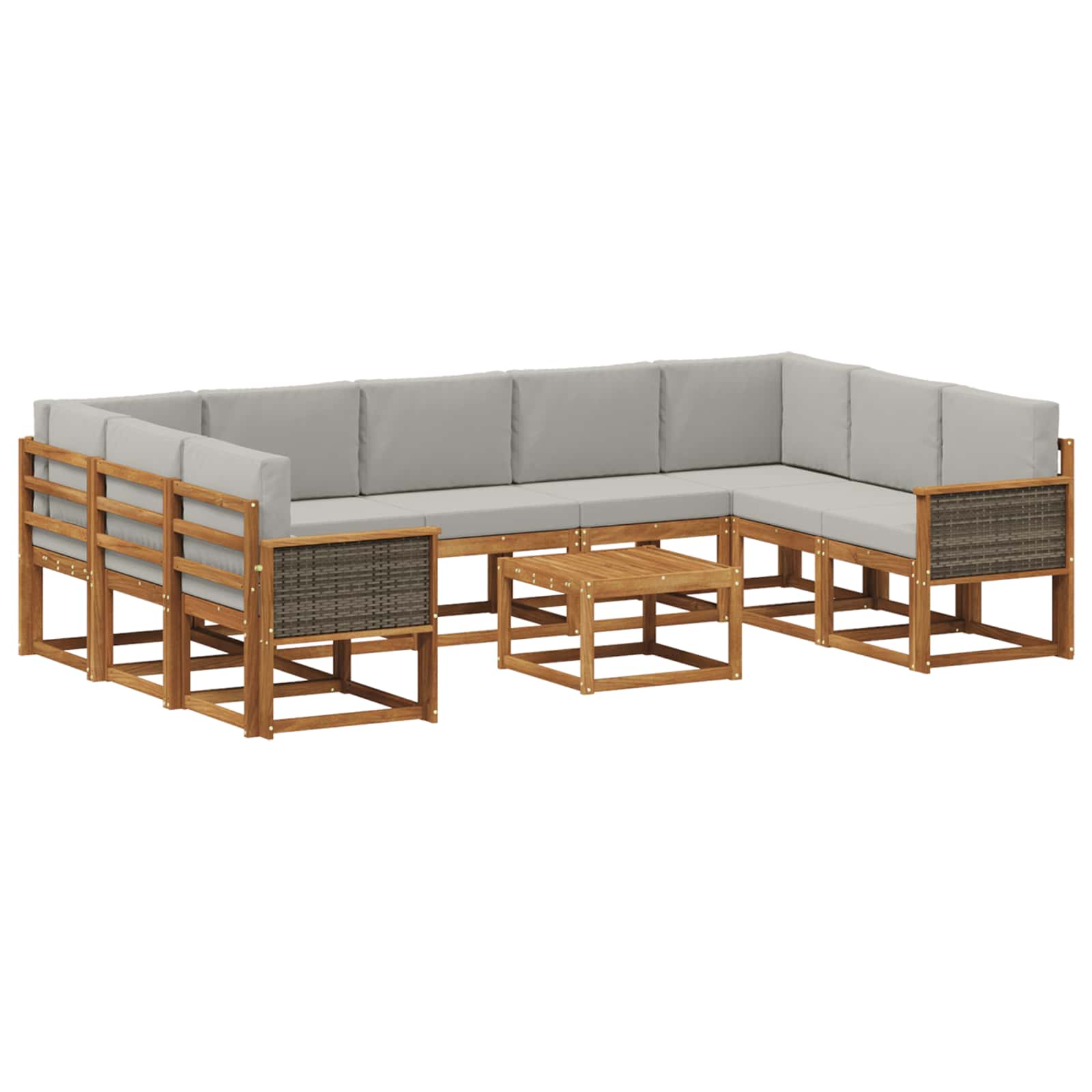 Outdoor-Sofagarnitur mit Kissen 10 pcs Natürlich und Hellgrau