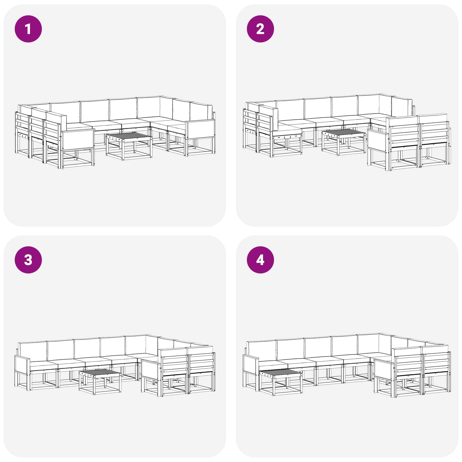 Outdoor-Sofagarnitur mit Kissen 10 pcs Natürlich und Hellgrau