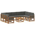 Outdoor-Sofagarnitur mit Kissen 10 pcs Natur und Anthrazit