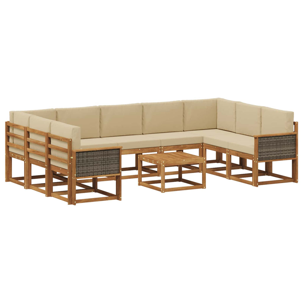 Outdoor-Sofagarnitur 10 pcs Natur und Beige Massivholz Akazie