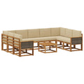 Outdoor-Sofagarnitur 10 pcs Natur und Beige Massivholz Akazie