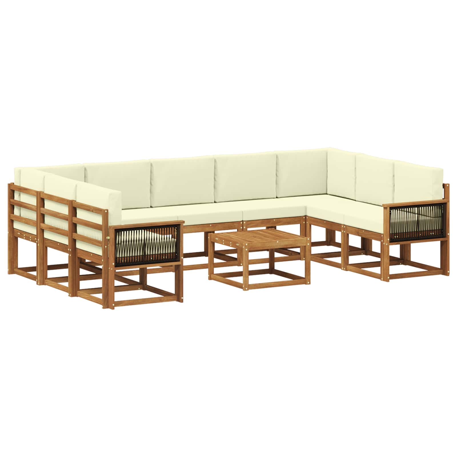 Outdoor-Sofagarnitur 10 pcs Natur und Creme Massivholz Akazie