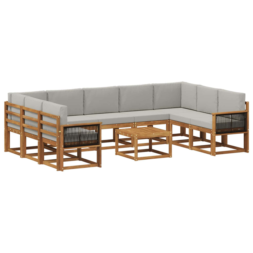 Outdoor-Sofagarnitur mit Kissen 10 pcs Natürlich und Hellgrau