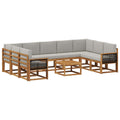 Outdoor-Sofagarnitur mit Kissen 10 pcs Natürlich und Hellgrau