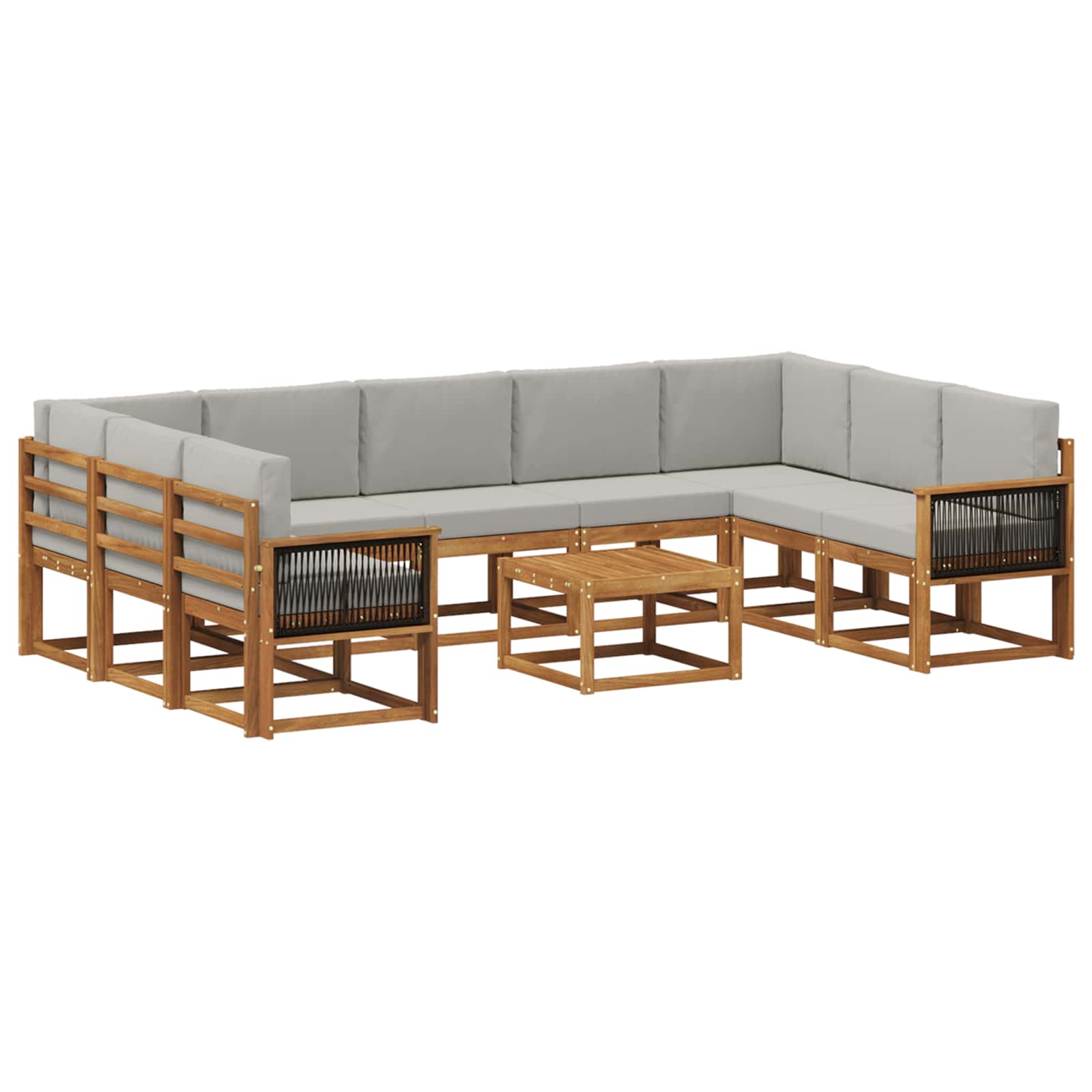 Outdoor-Sofagarnitur mit Kissen 10 pcs Natürlich und Hellgrau