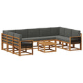 Outdoor-Sofagarnitur mit Kissen 10 pcs Natur und Anthrazit