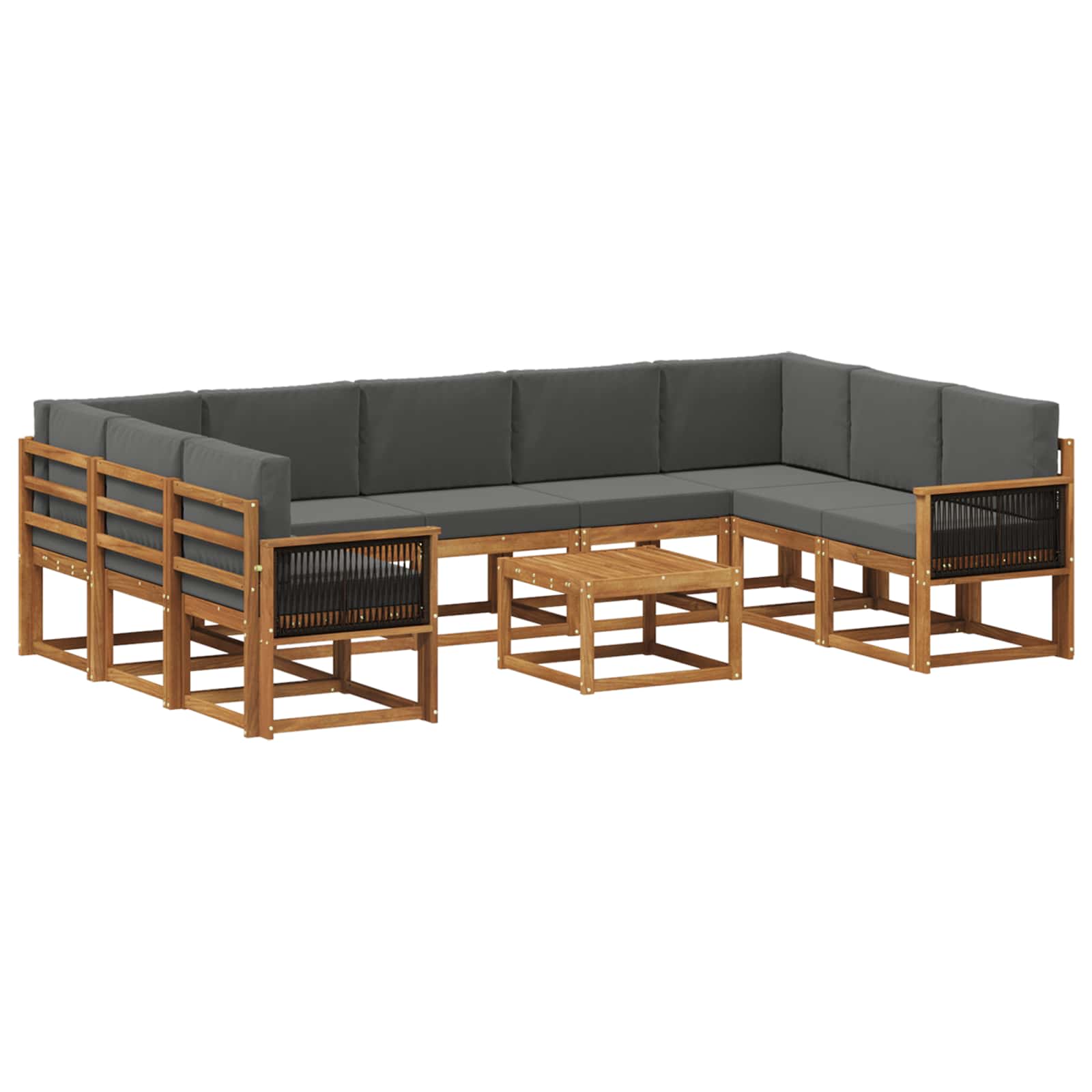 Outdoor-Sofagarnitur mit Kissen 10 pcs Natur und Anthrazit