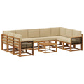 Outdoor-Sofagarnitur 10 pcs Natur und Beige Massivholz Akazie