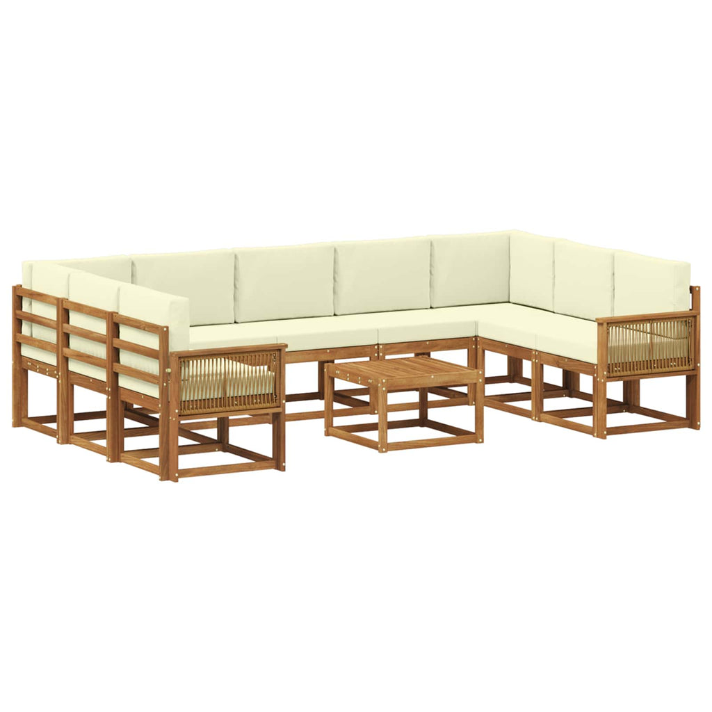 Outdoor-Sofagarnitur 10 pcs Natur und Creme Massivholz Akazie