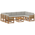 Outdoor-Sofagarnitur mit Kissen 10 pcs Natürlich und Hellgrau